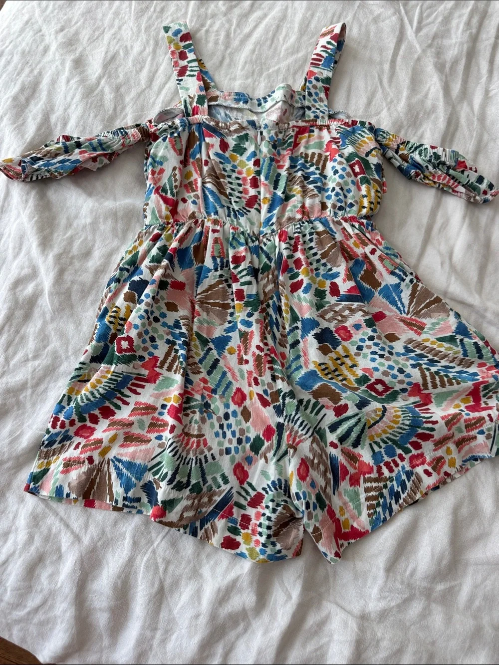Mayoral Multicolor Cold-Shoulder Printed Romper - White Base